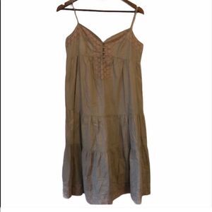 BCBG Neutral Tan Boho Summer Midi Dress